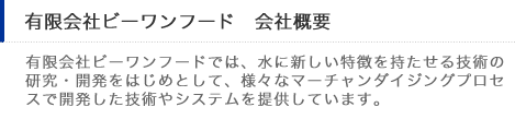 有限会社ビーワンフード会社概要